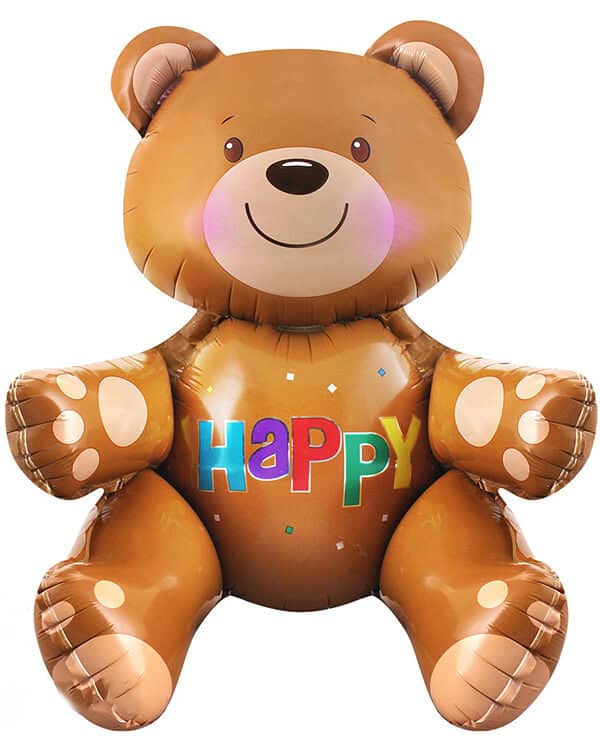 15198_Шар_3D_(30_76_см)_Фигура_Сидячий_мишка_Коричневый_1_шт_в_упак